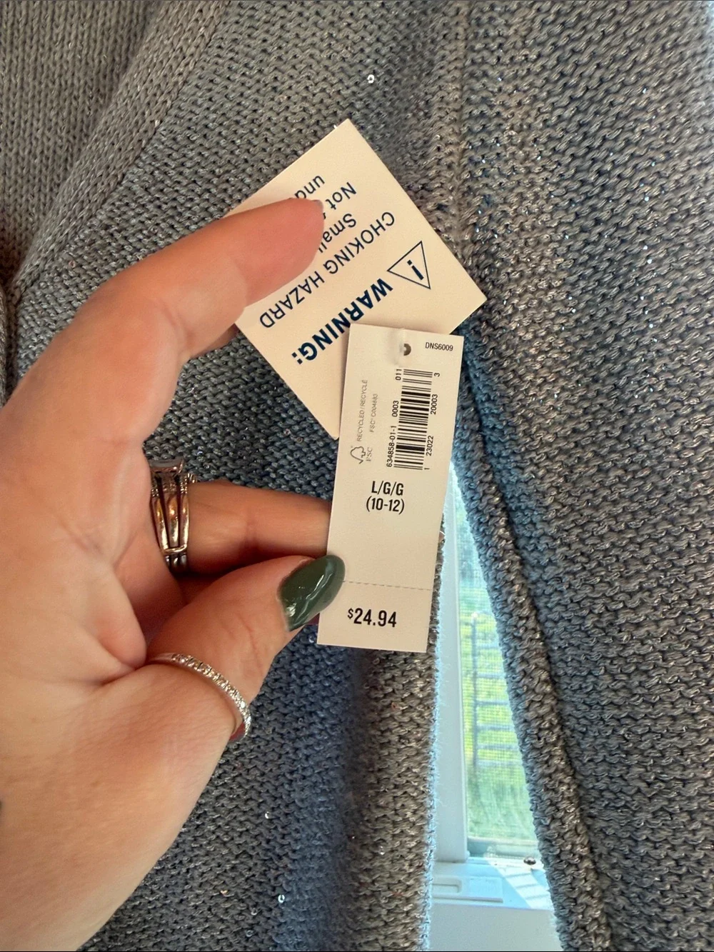 Old Navy Girls Gray V-Neck Sequin Accent Cardigan